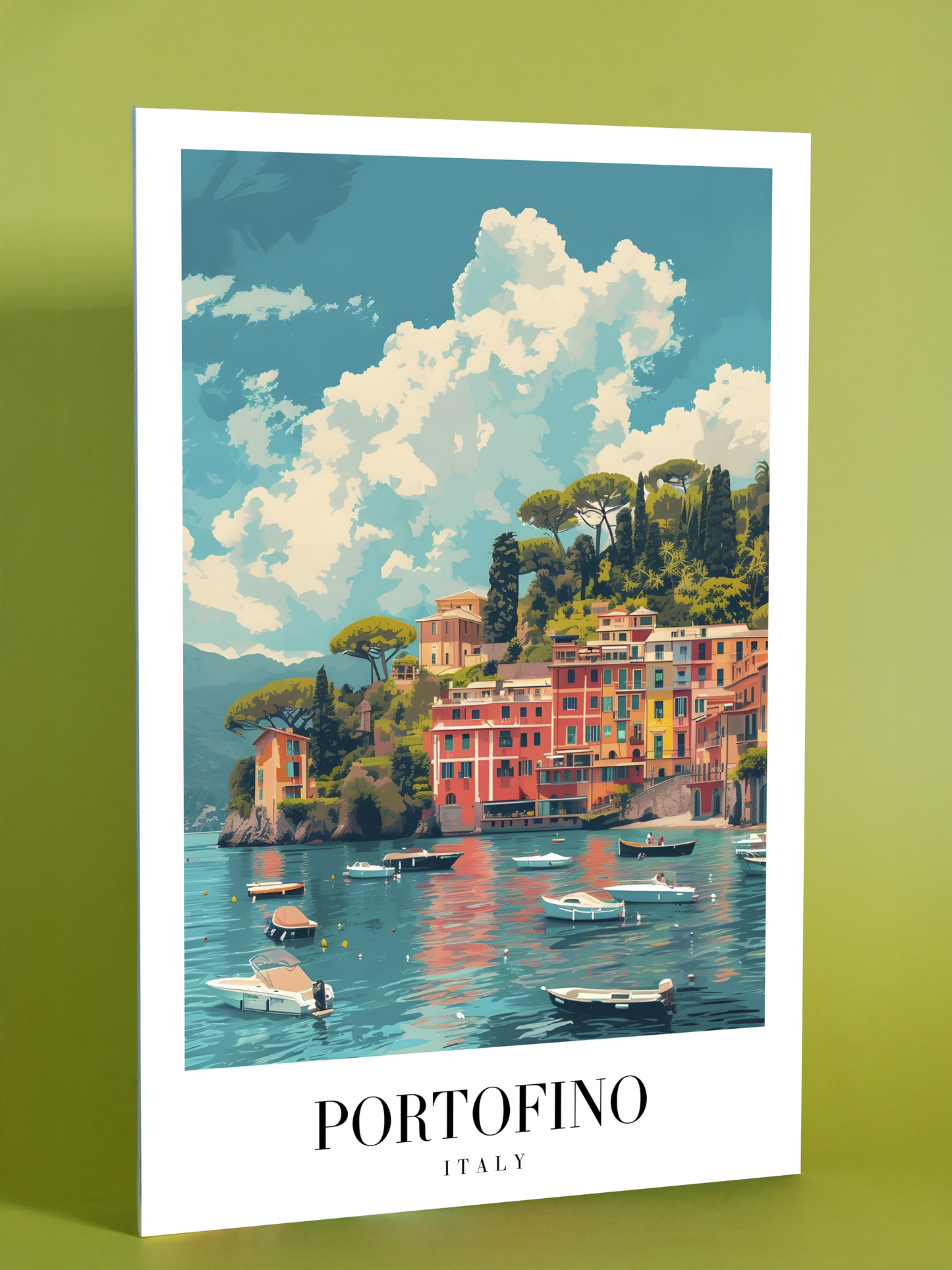 Portofino Seaside Art Print – Italy Colourful Coastal Village Poster