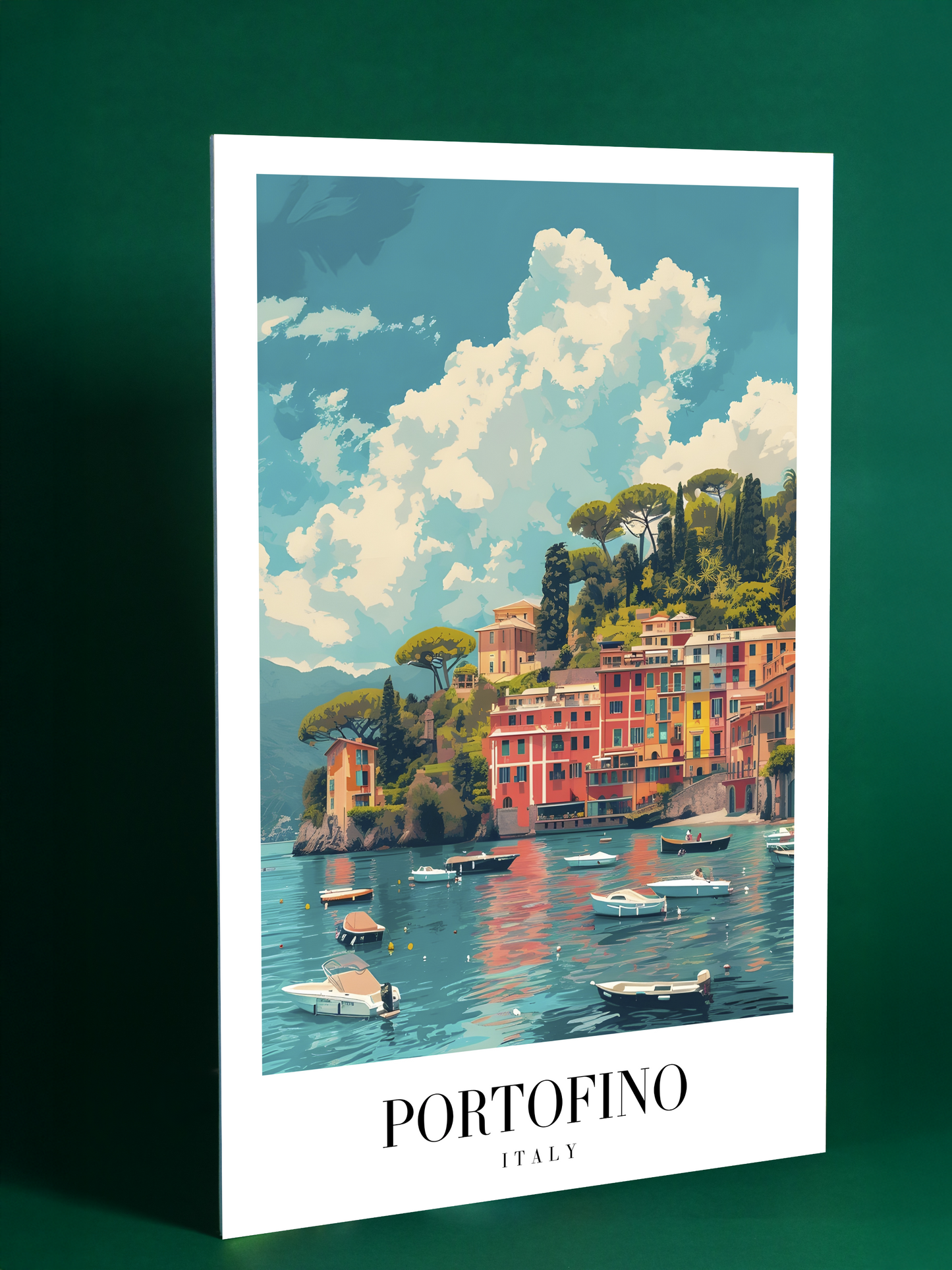 Portofino Seaside Art Print – Italy Colourful Coastal Village Poster