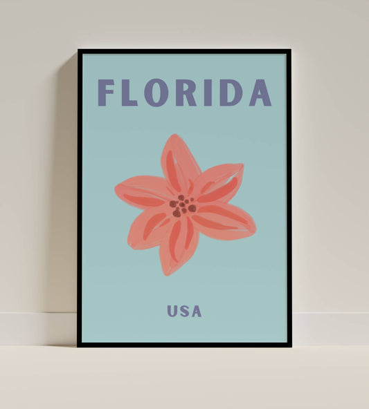 Florida USA Flower Poster – Soft Botanical Wall Print