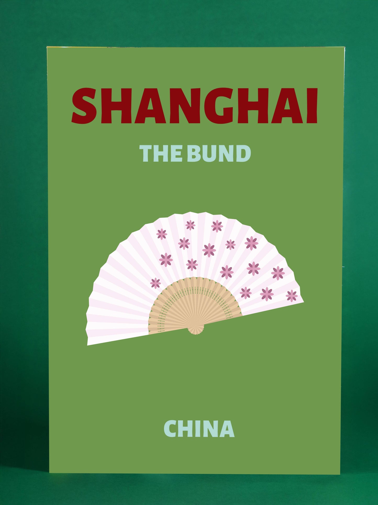 Shanghai Poster – Elegant Fan Art Print, The Bund China Wall Decor