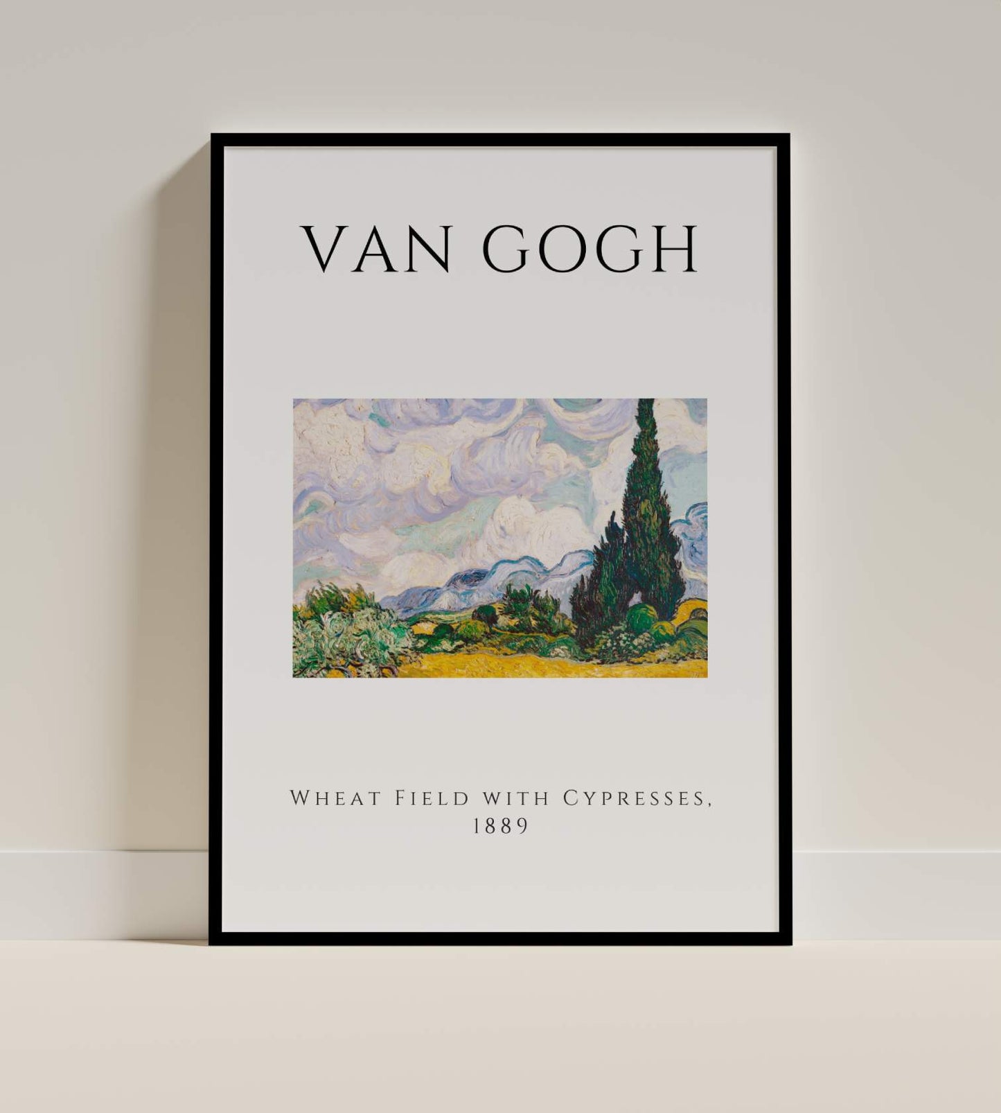 Van Gogh Art Poster - Wheat Field with Cypresses