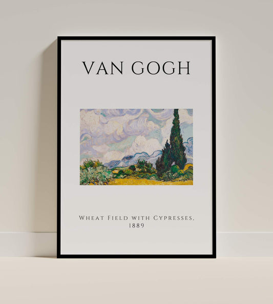 Van Gogh Art Poster - Wheat Field with Cypresses