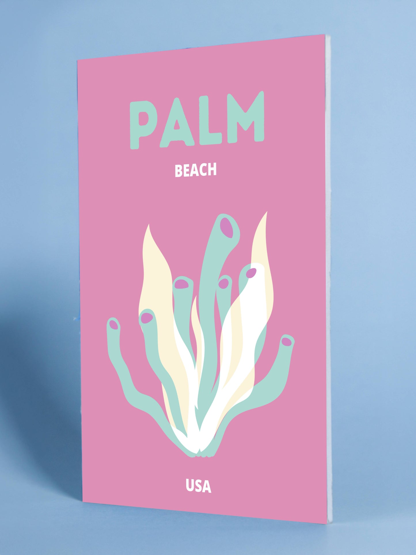 Palm Beach Poster - Vibrant Pink Coral Art, USA