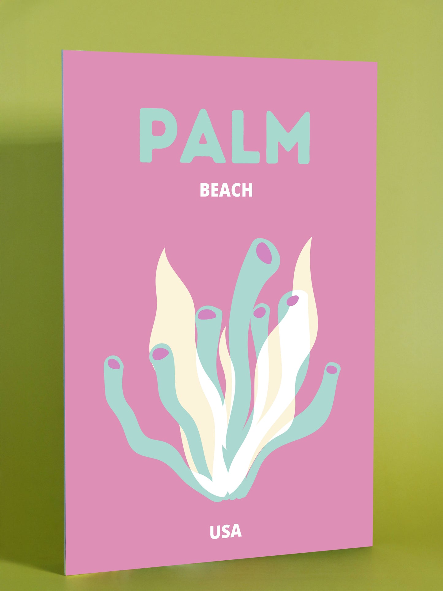Palm Beach Poster - Vibrant Pink Coral Art, USA