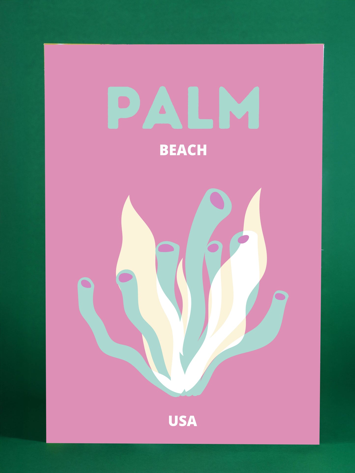 Palm Beach Poster - Vibrant Pink Coral Art, USA