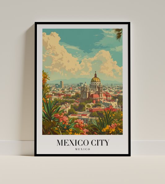 Mexico City Skyline Art Print – Vibrant Urban Mexico Wall Decor
