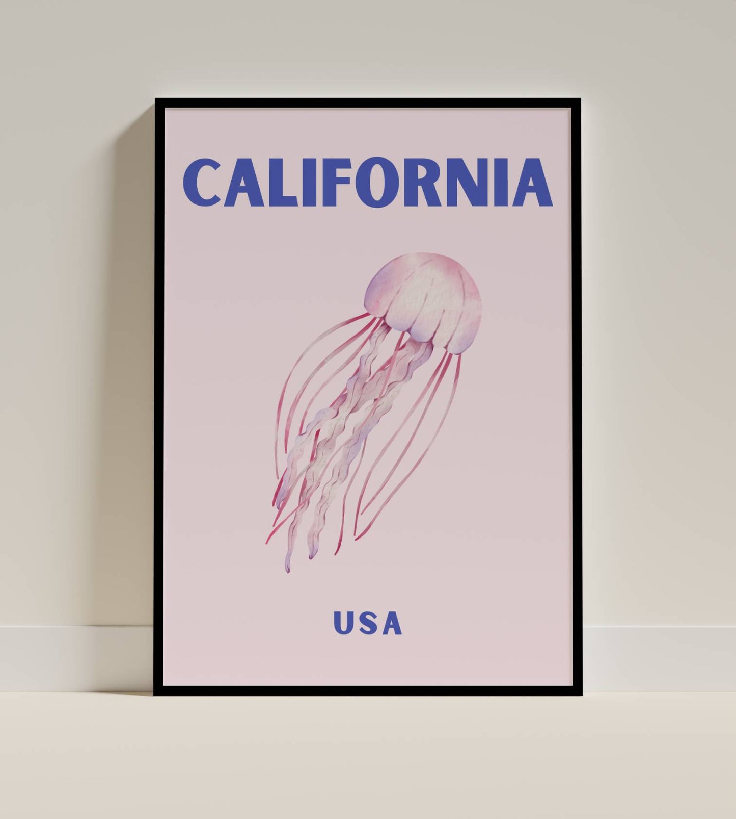 California USA Poster – Watercolor Jellyfish Print