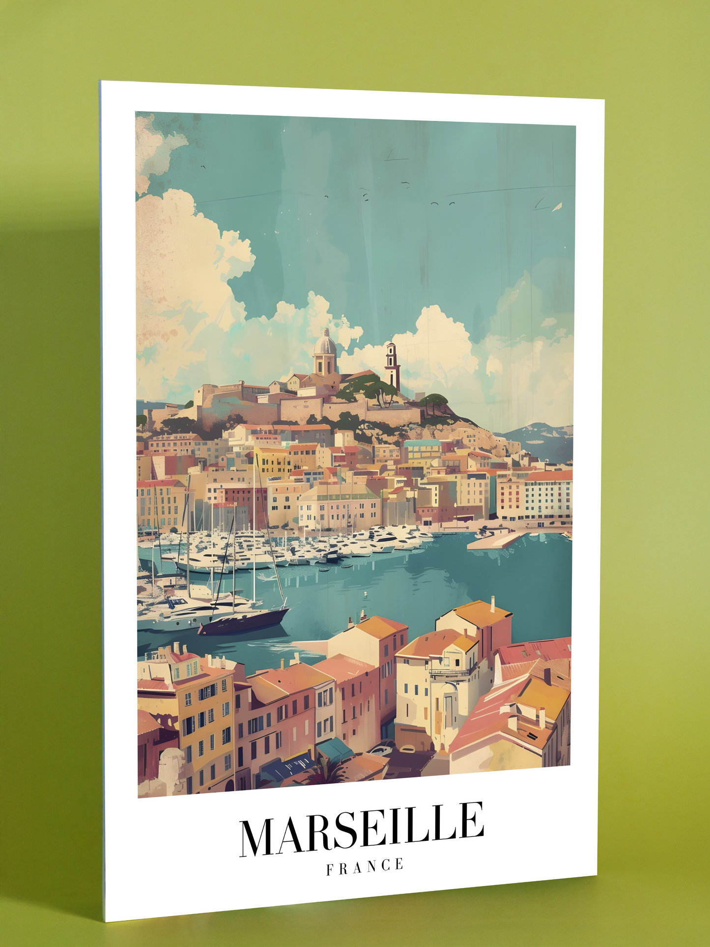 Marseille France Art Print – Vibrant Mediterranean Harbor Poster