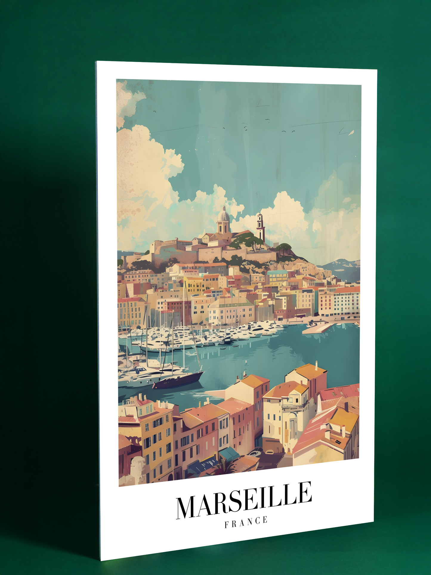 Marseille France Art Print – Vibrant Mediterranean Harbor Poster