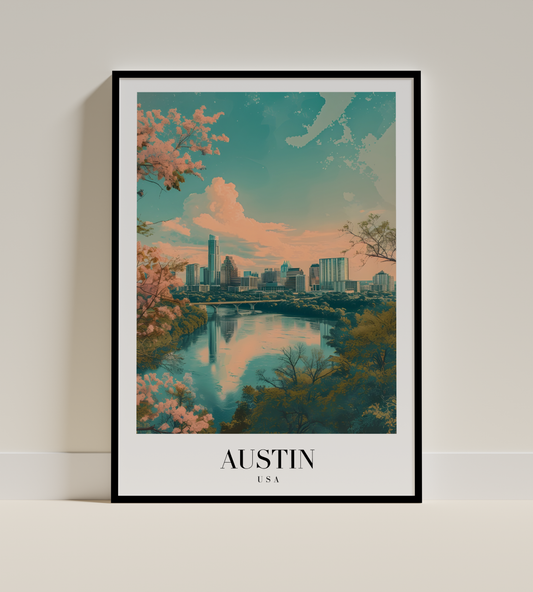 Austin Texas Urban Riverside Poster