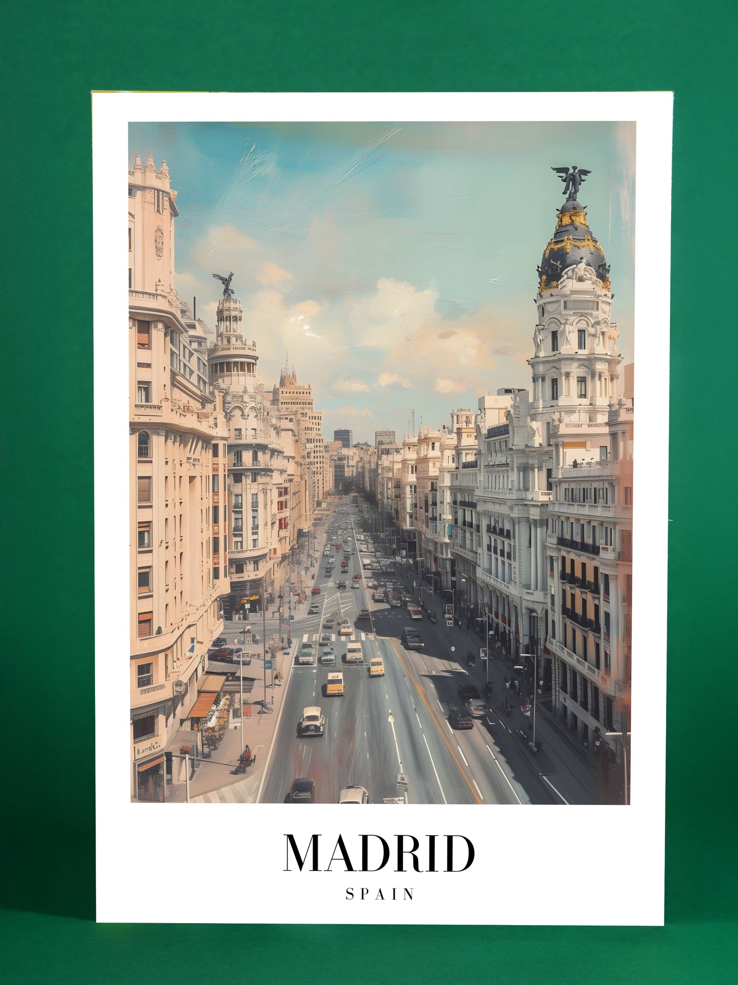 Madrid Spain Street Scene Poster – Grand Via Urban Artwork