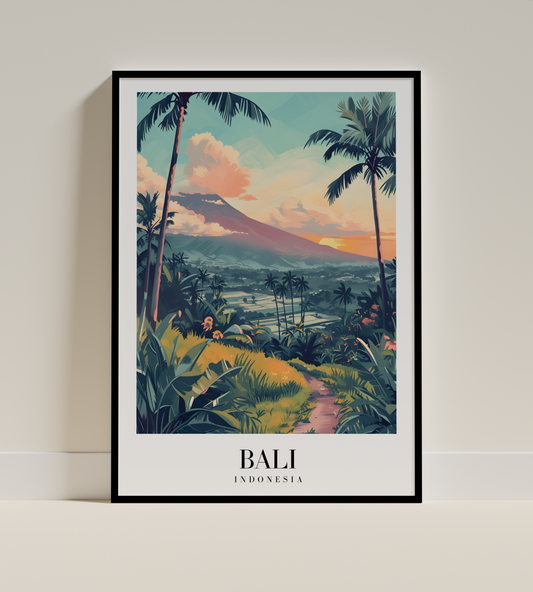 Bali Landscape Art Print – Indonesia Tropical Nature Poster