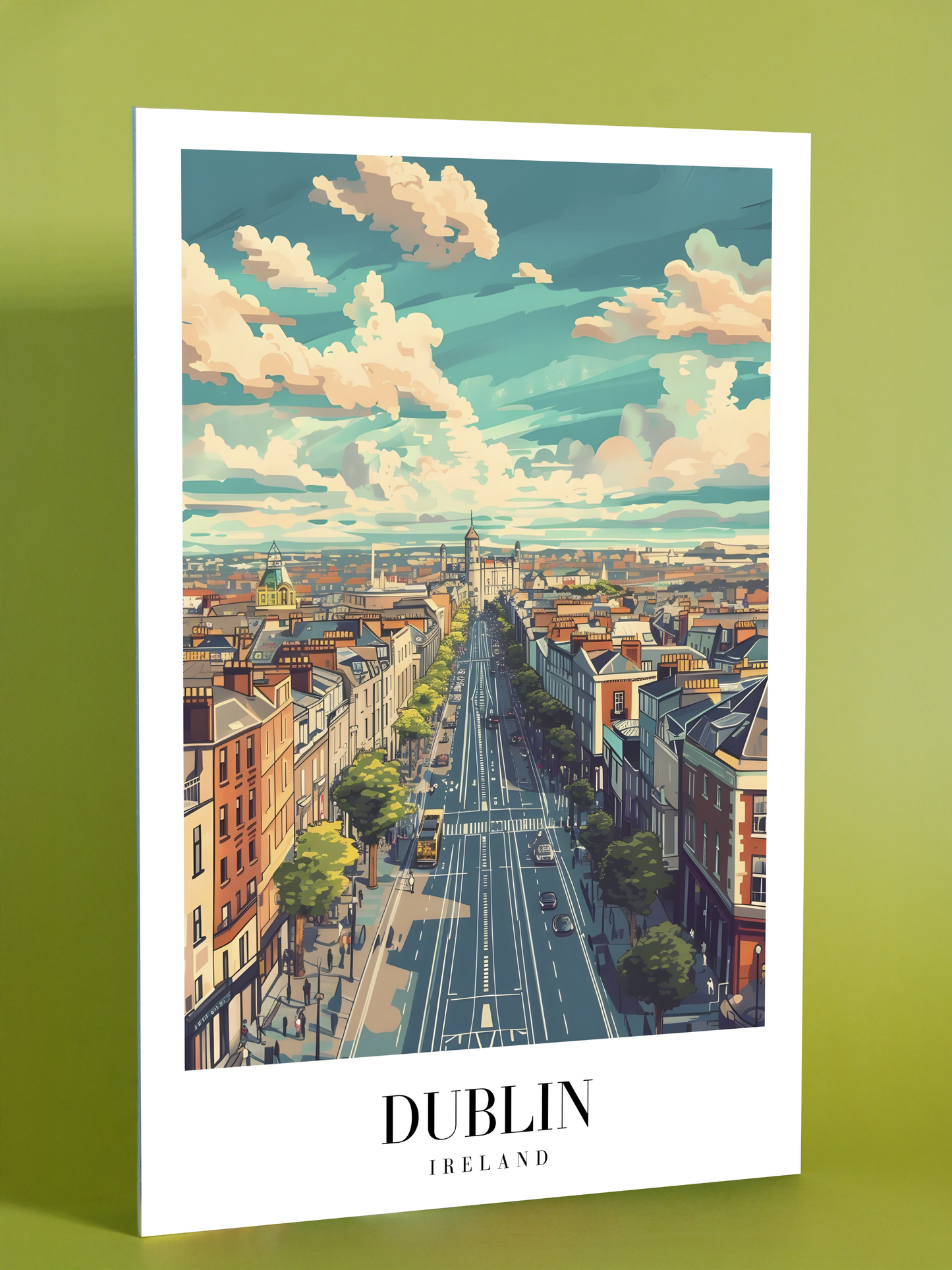 Dublin Cityscape Poster – Lively Urban Street Scene