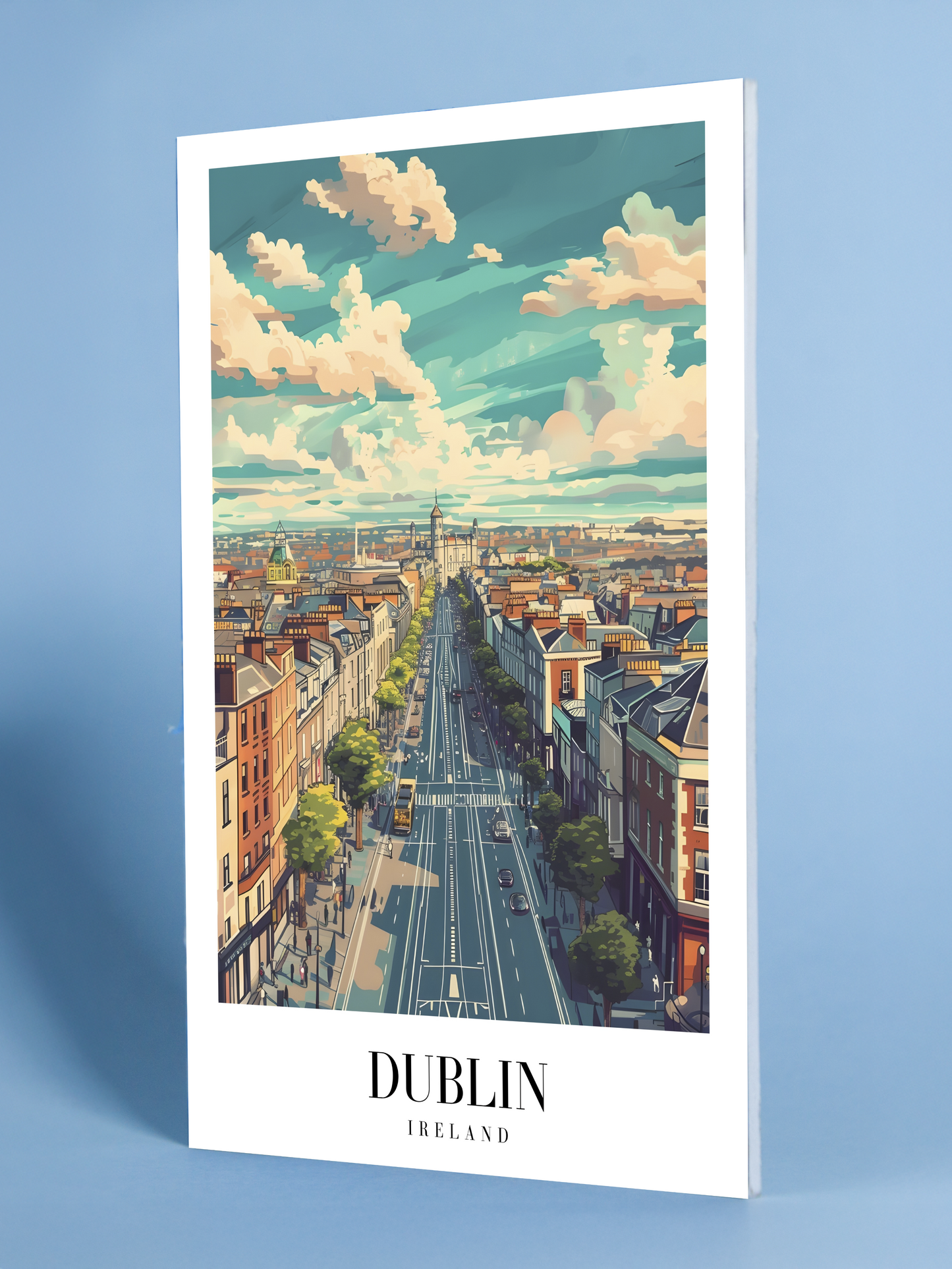 Dublin Cityscape Poster – Lively Urban Street Scene