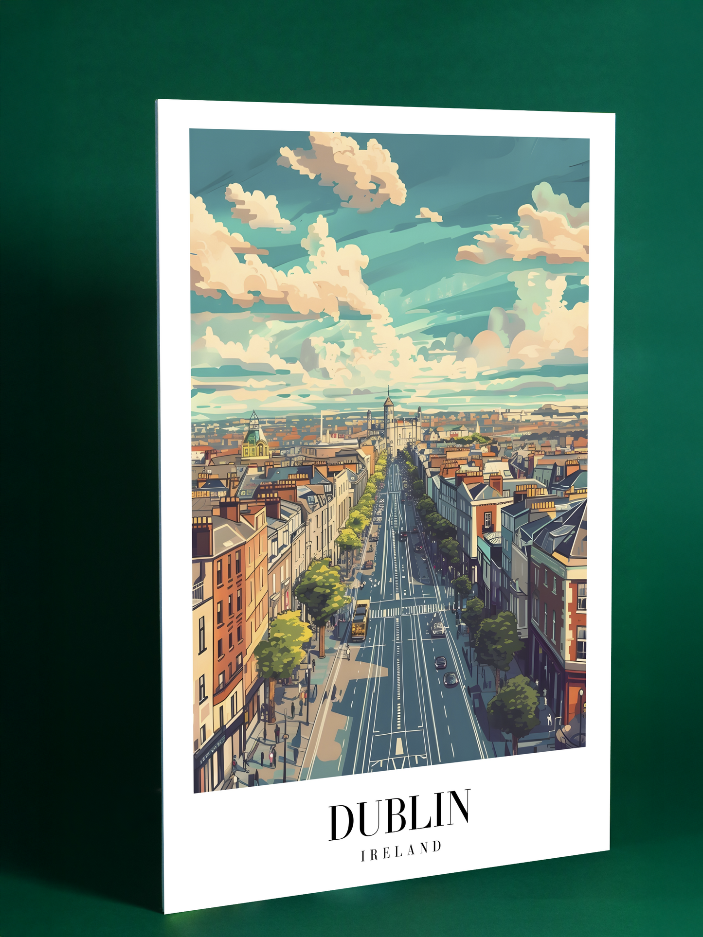 Dublin Cityscape Poster – Lively Urban Street Scene