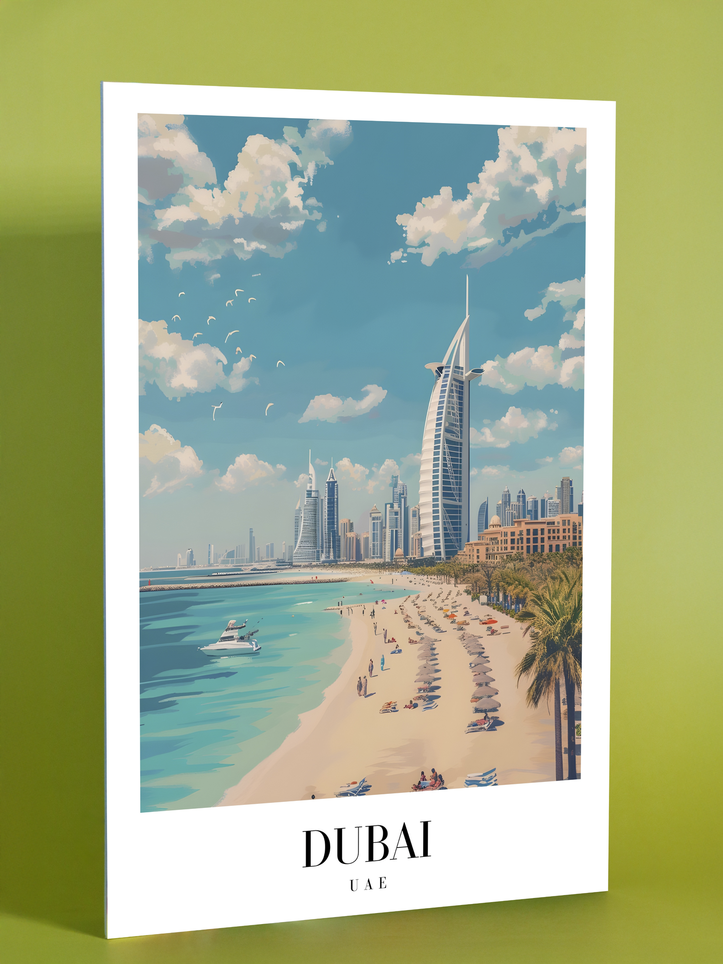 Dubai Beach and Skyline Print – Modern Urban Oasis