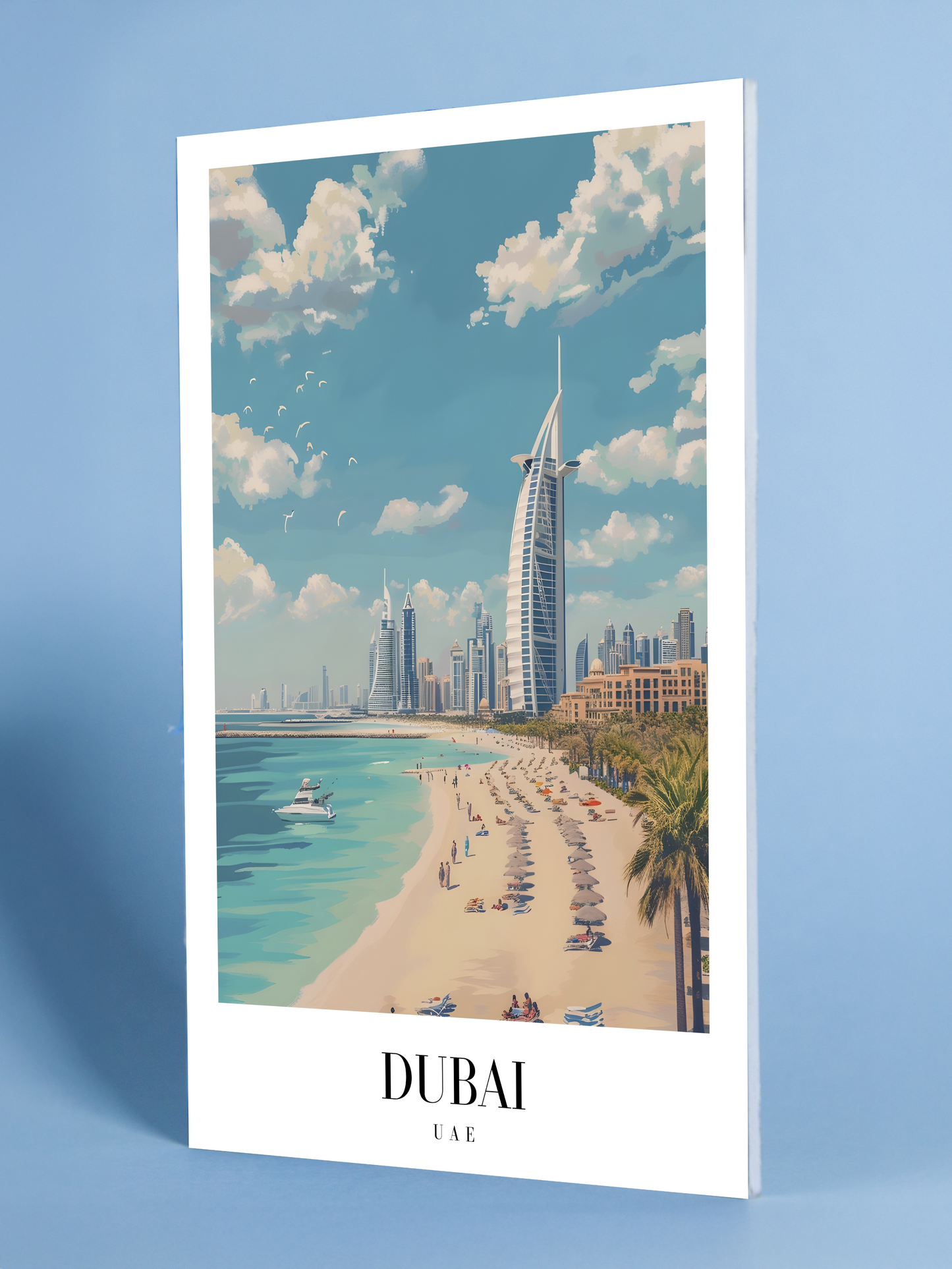 Dubai Beach and Skyline Print – Modern Urban Oasis
