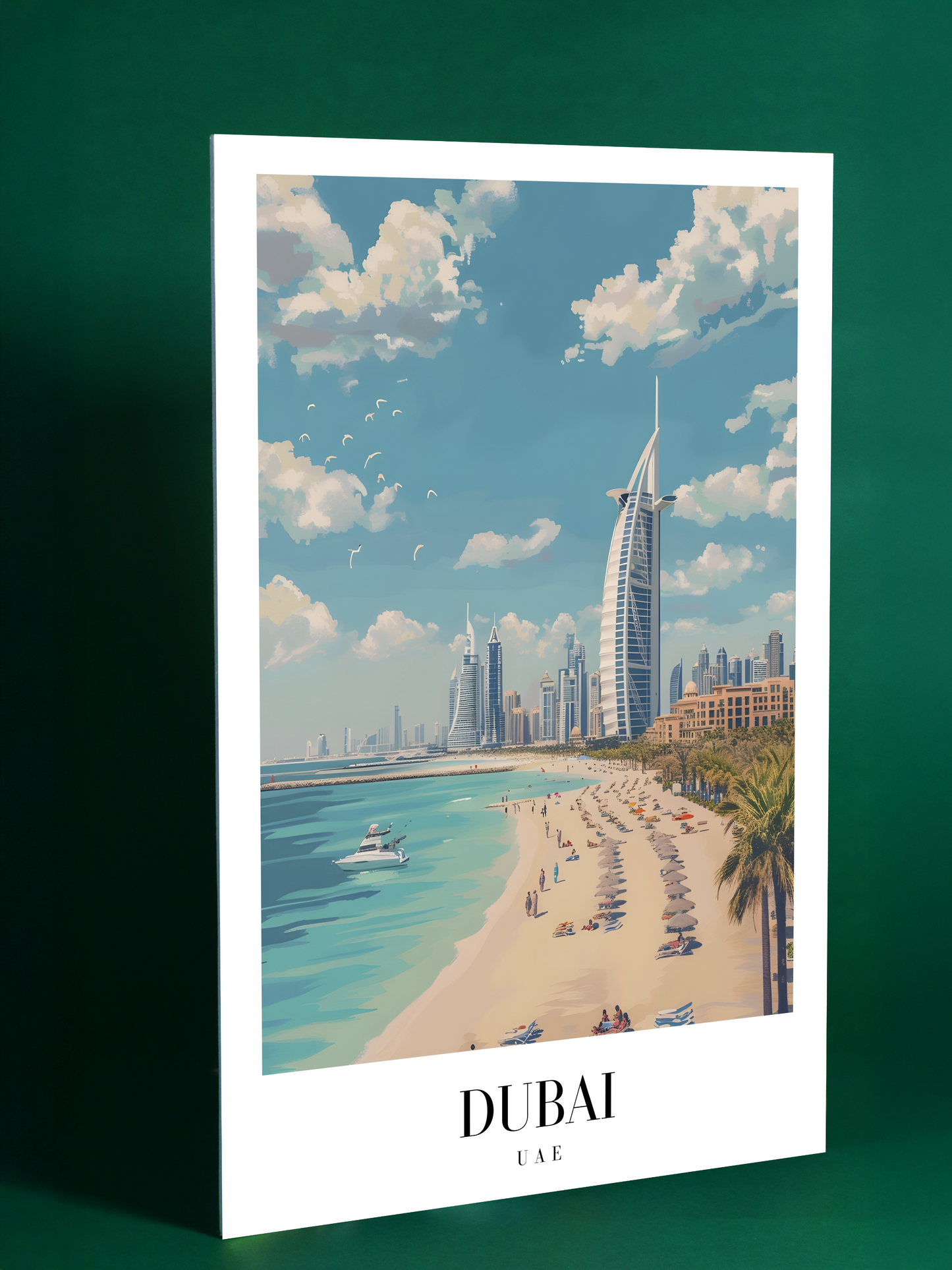 Dubai Beach and Skyline Print – Modern Urban Oasis