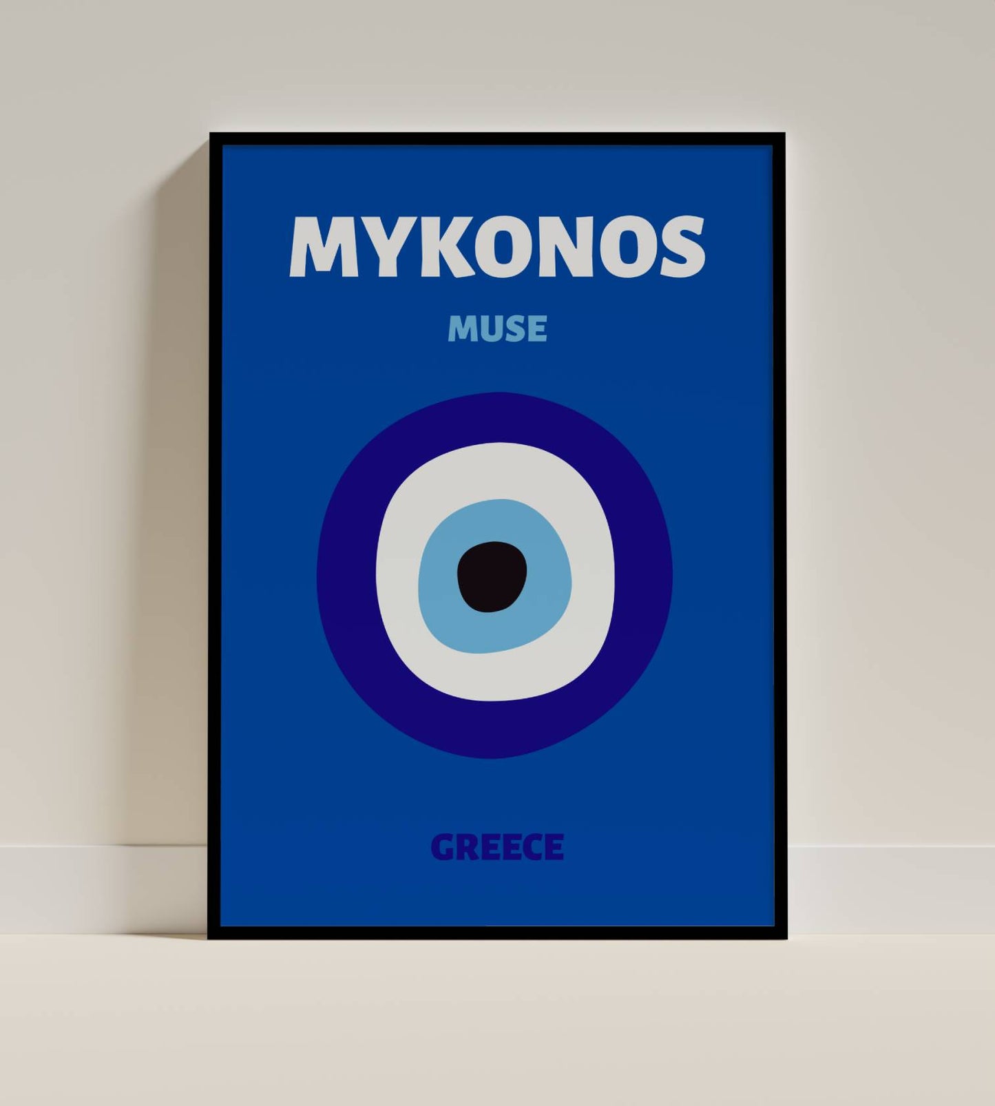 Mykonos Greece Evil Eye Poster – Mediterranean Wall Art