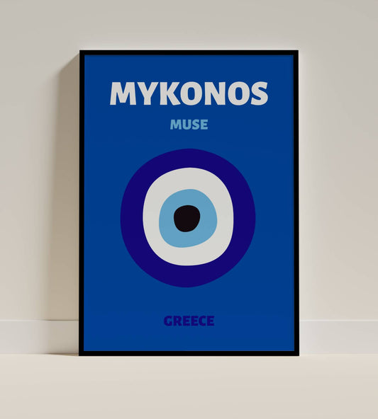 Mykonos Greece Evil Eye Poster – Mediterranean Wall Art