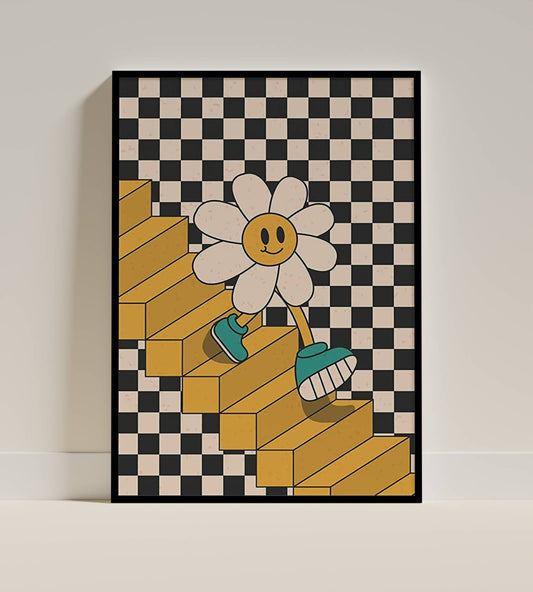 Whimsical Daisy Walking Up Stairs