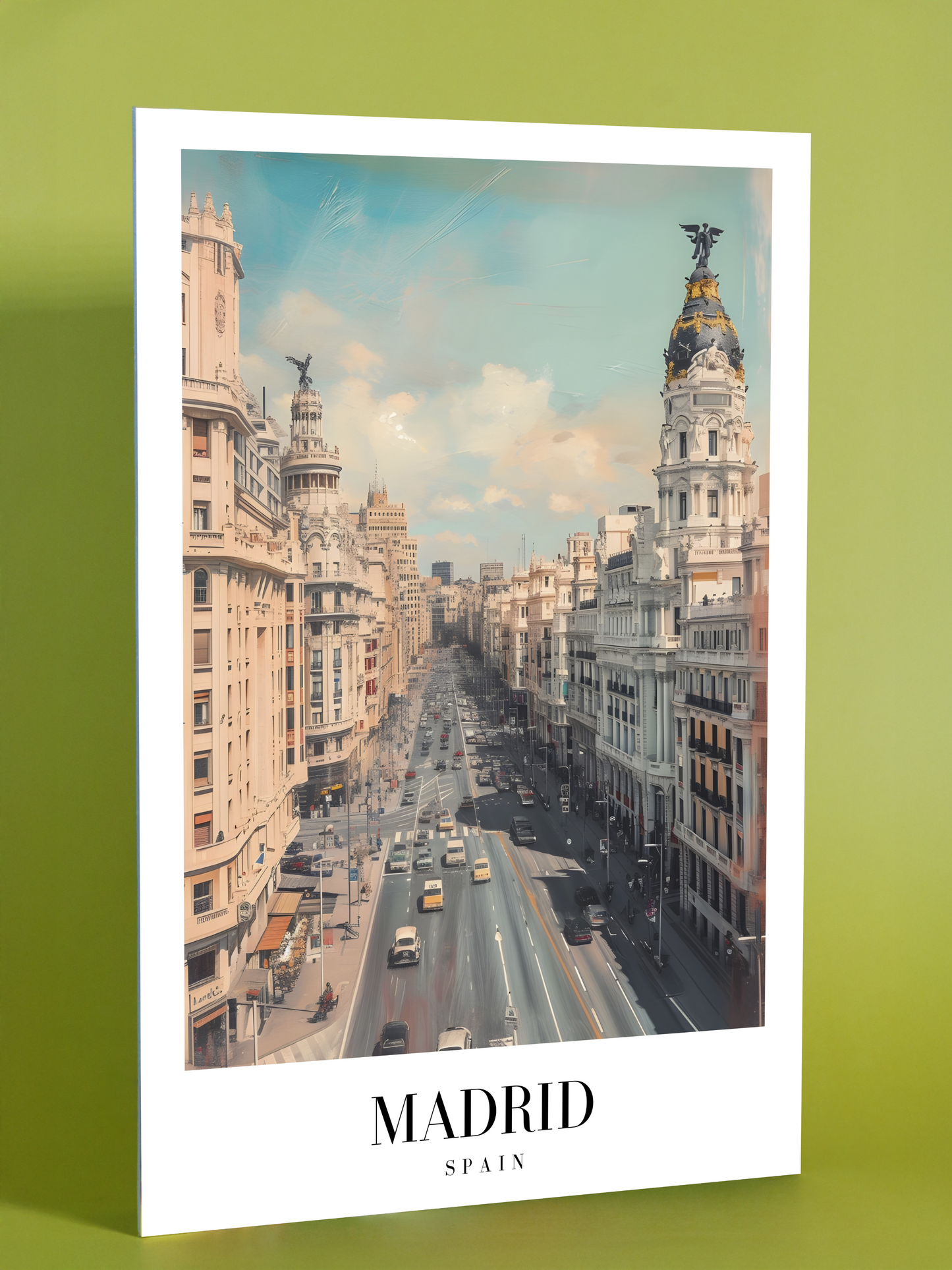 Madrid Spain Street Scene Poster – Grand Via Urban Artwork