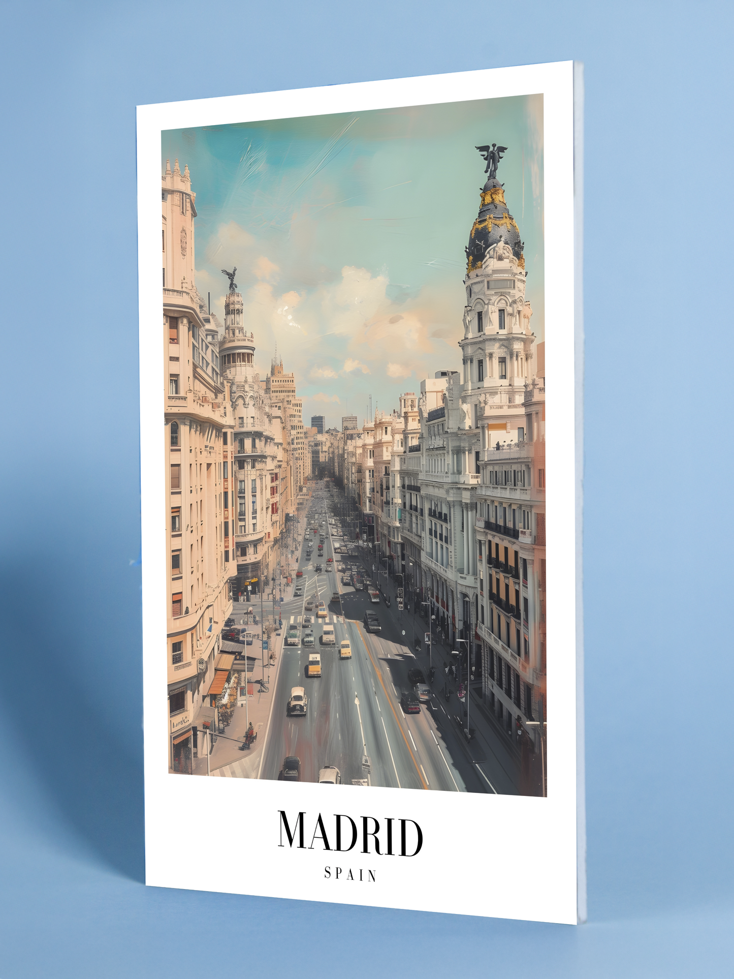 Madrid Spain Street Scene Poster – Grand Via Urban Artwork