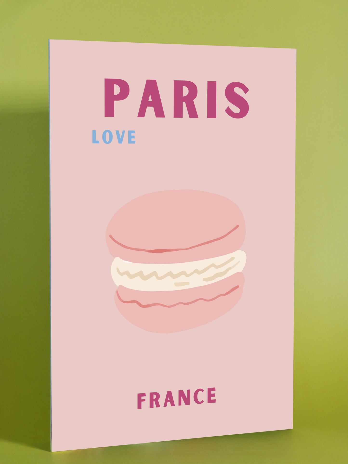 Paris France Love Poster – Macaron Illustration Modern Art