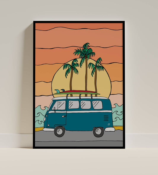 Retro Beach Van Art Print