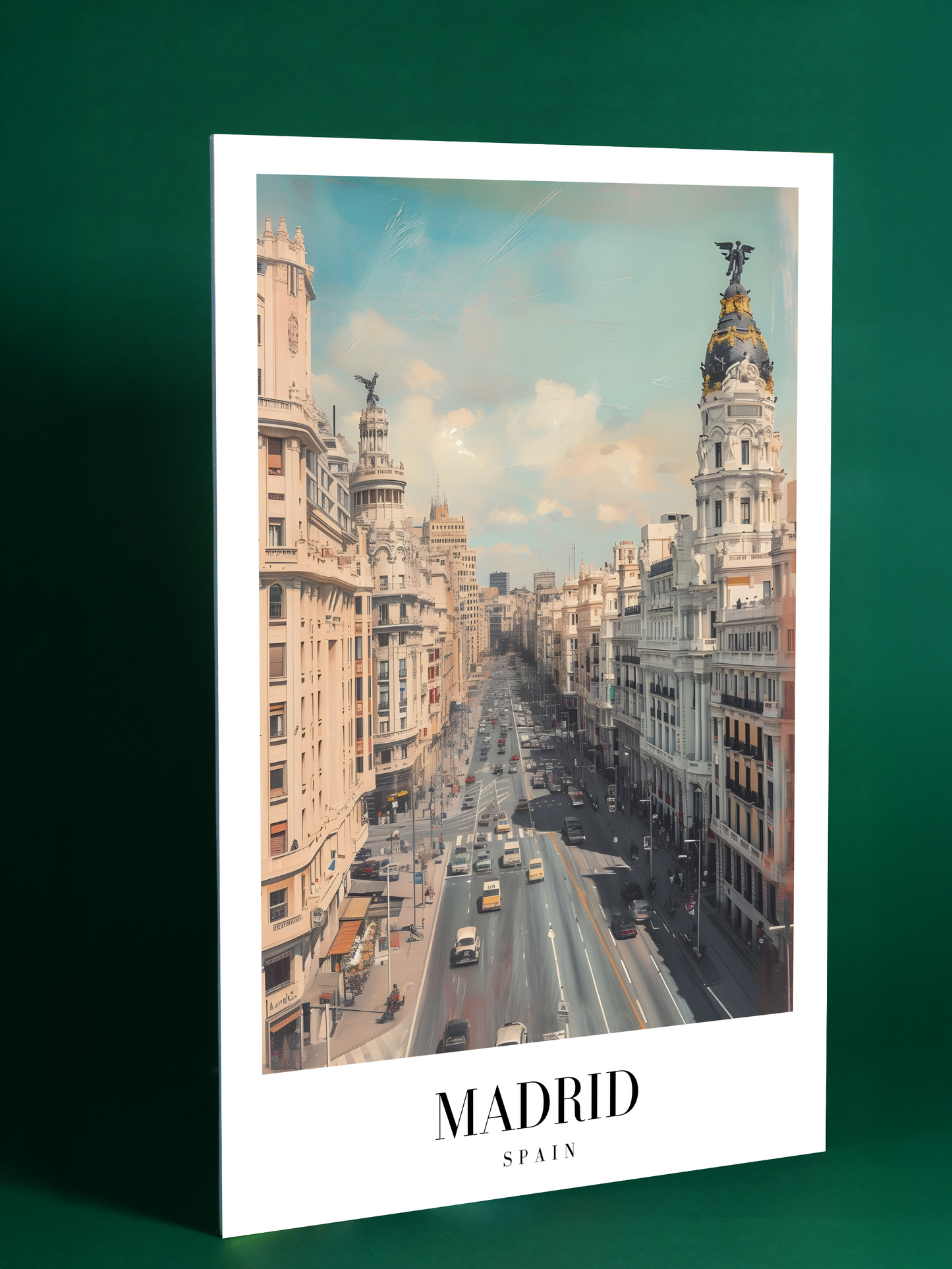 Madrid Spain Street Scene Poster – Grand Via Urban Artwork