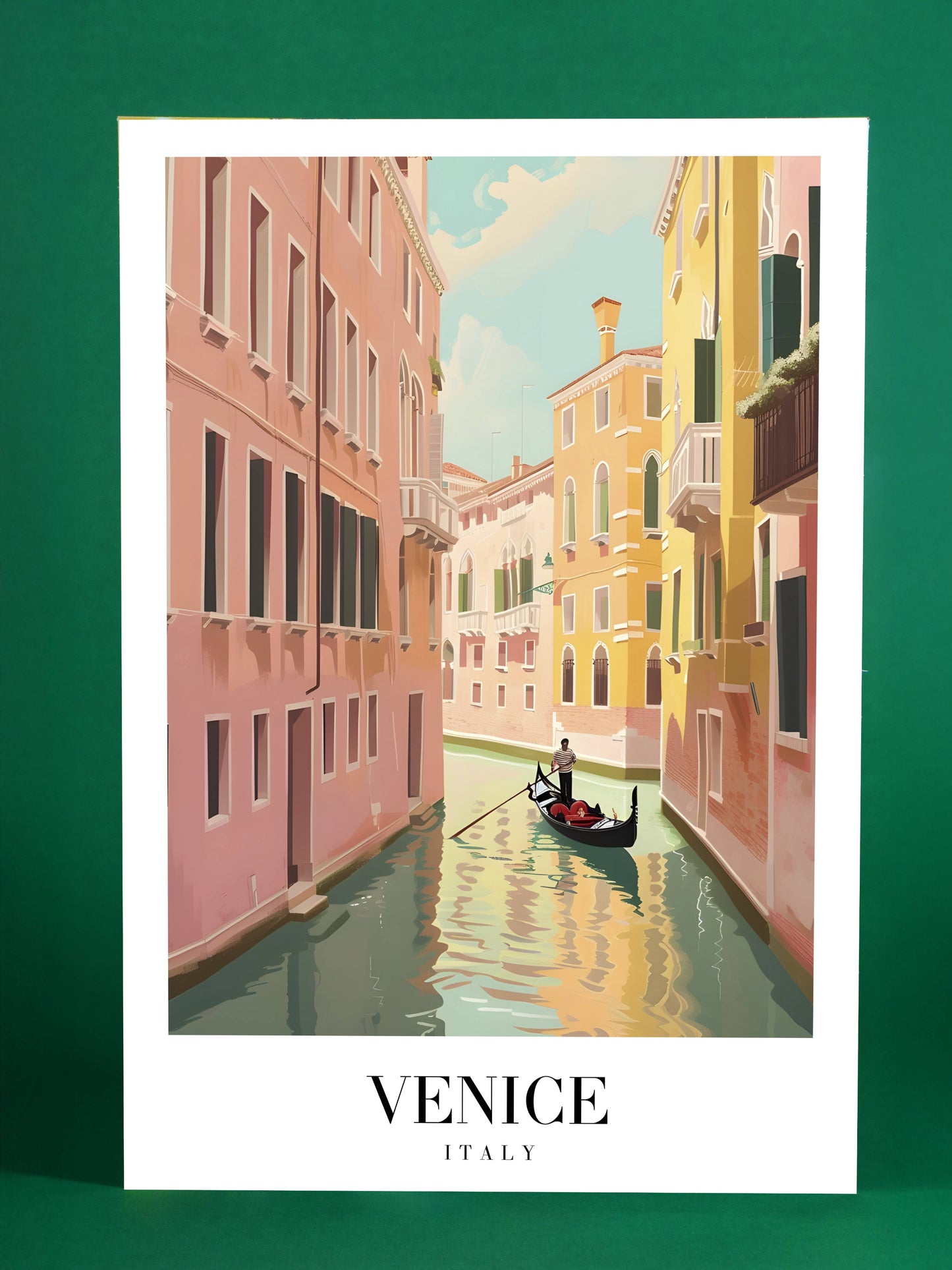 Venice Canal Poster – Gondola Ride Through Colorful Streets