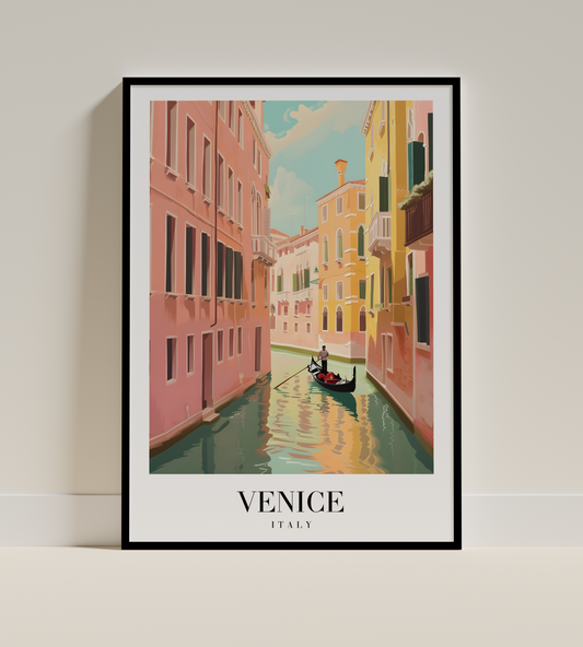 Venice Canal Poster – Gondola Ride Through Colorful Streets