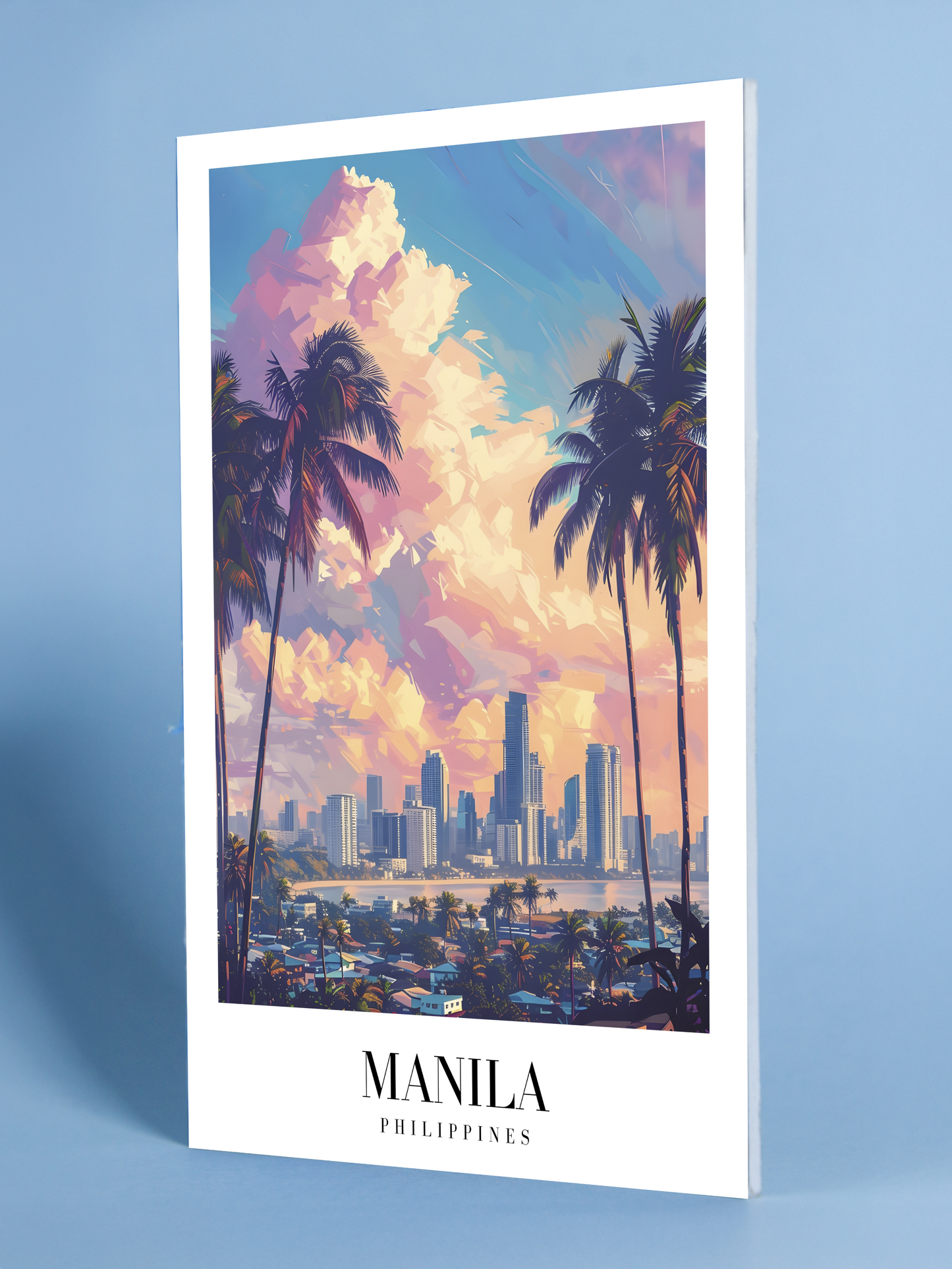 Manila Skyline Art Print – Philippines Tropical Travel Poster