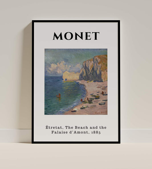Monet Art Poster - Étretat Beach & Falaise d’Amont