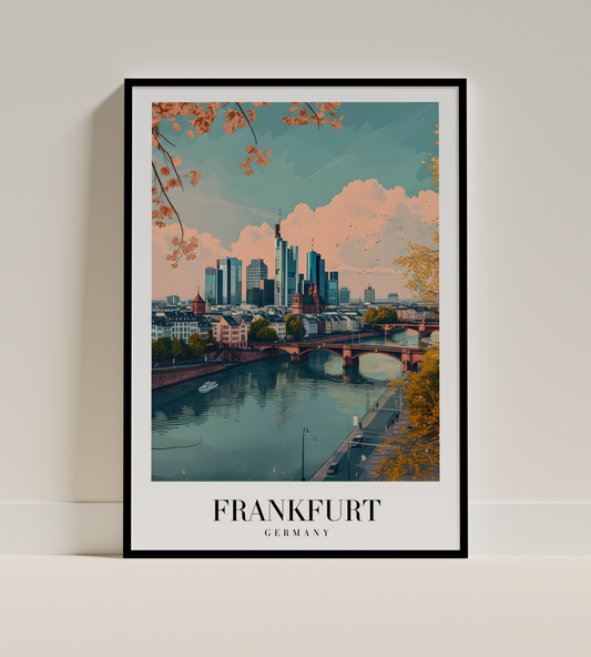Frankfurt Cityscape Print – Modern Germany Urban Wall Art