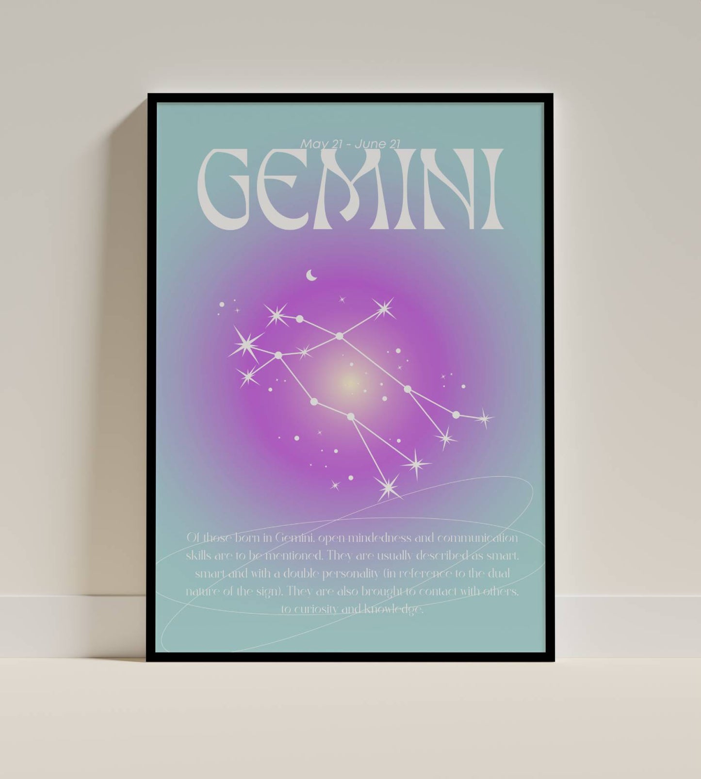 Gemini Zodiac Constellation Poster – May 21 to June 21