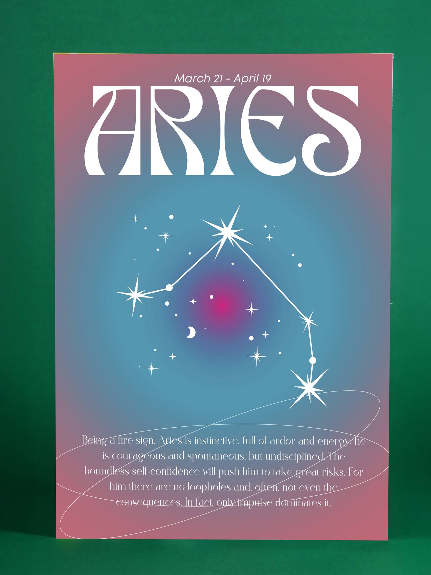 Aries Zodiac Constellation Poster – Energetic, Confident, Spontaneous
