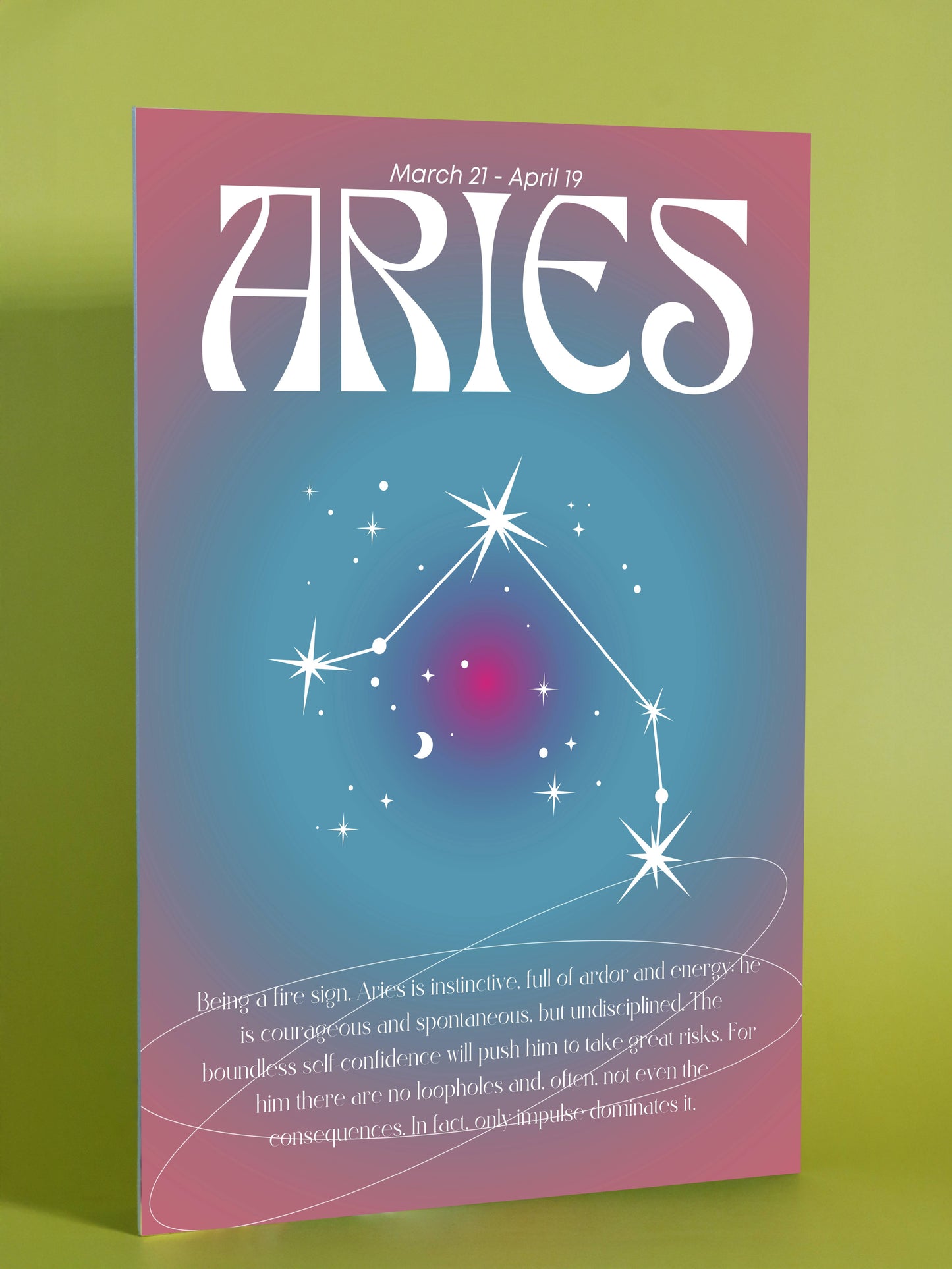 Aries Zodiac Constellation Poster – Energetic, Confident, Spontaneous