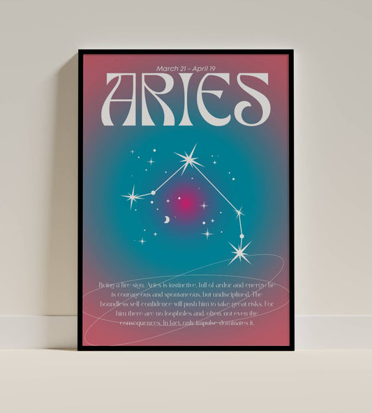 Aries Zodiac Constellation Poster – Energetic, Confident, Spontaneous