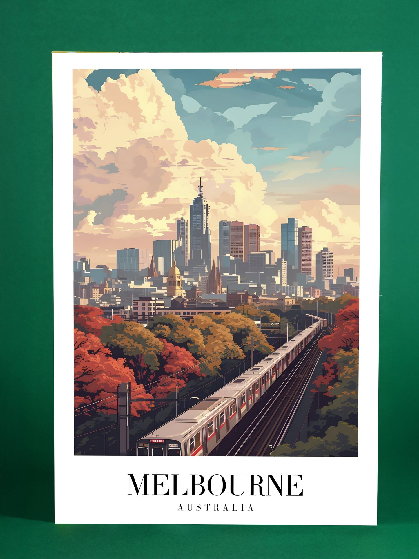 Melbourne City Skyline Poster – Modern Urban Australia Wall Art