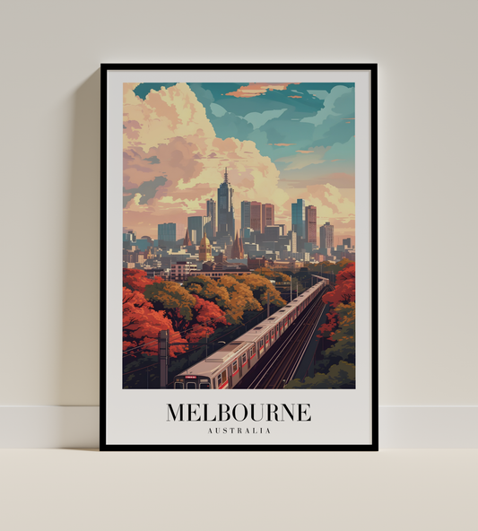 Melbourne City Skyline Poster – Modern Urban Australia Wall Art