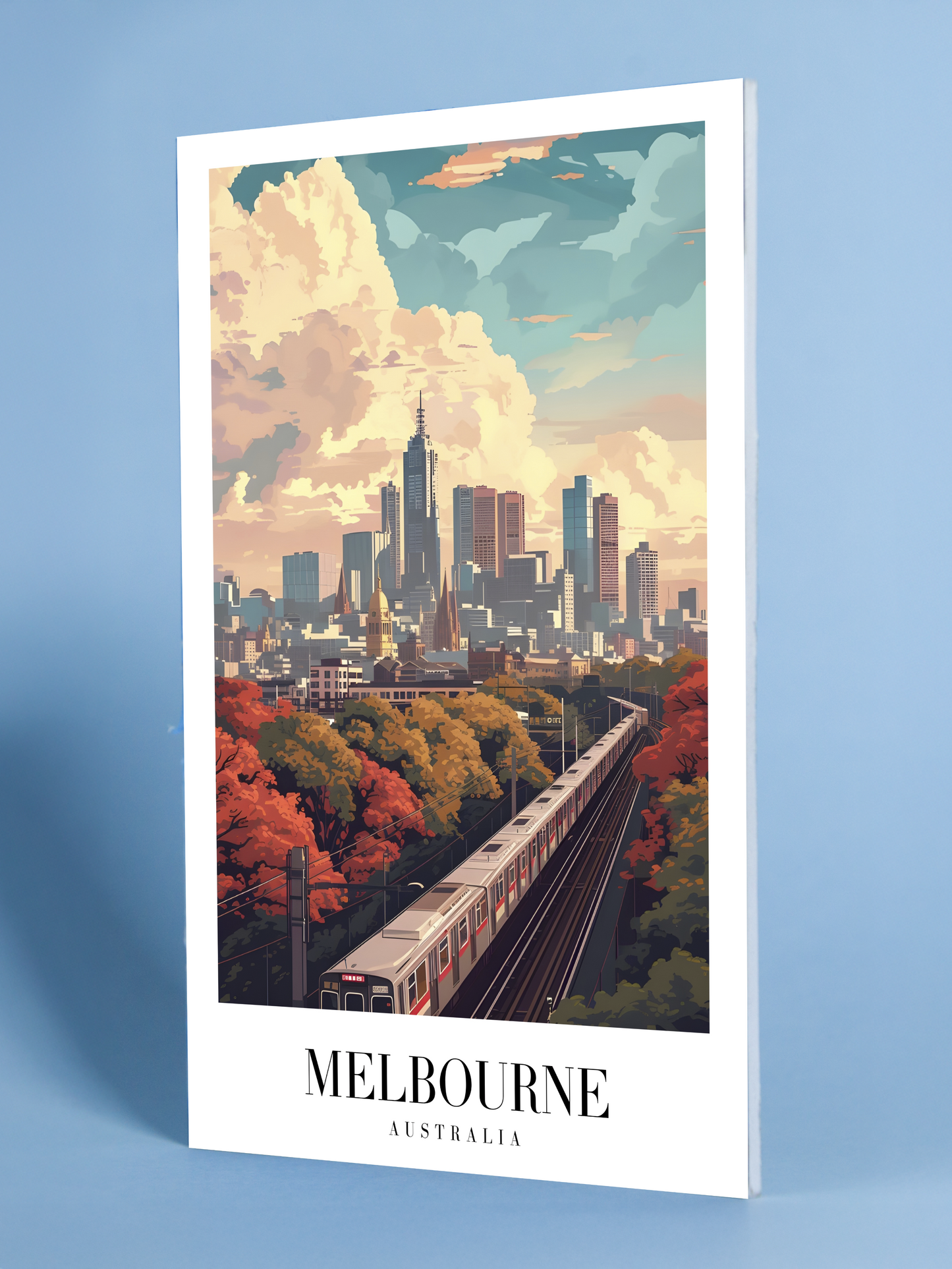 Melbourne City Skyline Poster – Modern Urban Australia Wall Art