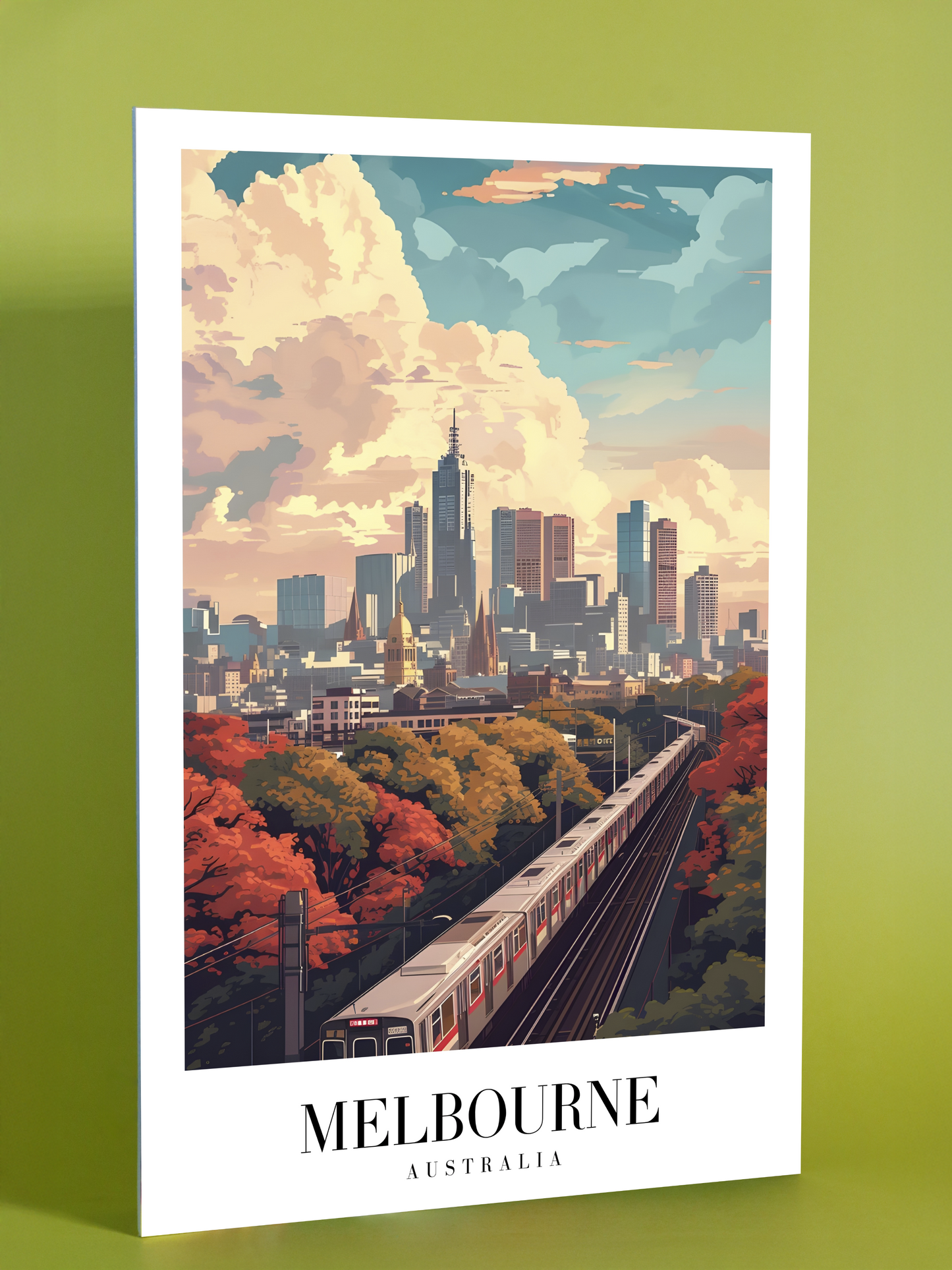 Melbourne City Skyline Poster – Modern Urban Australia Wall Art