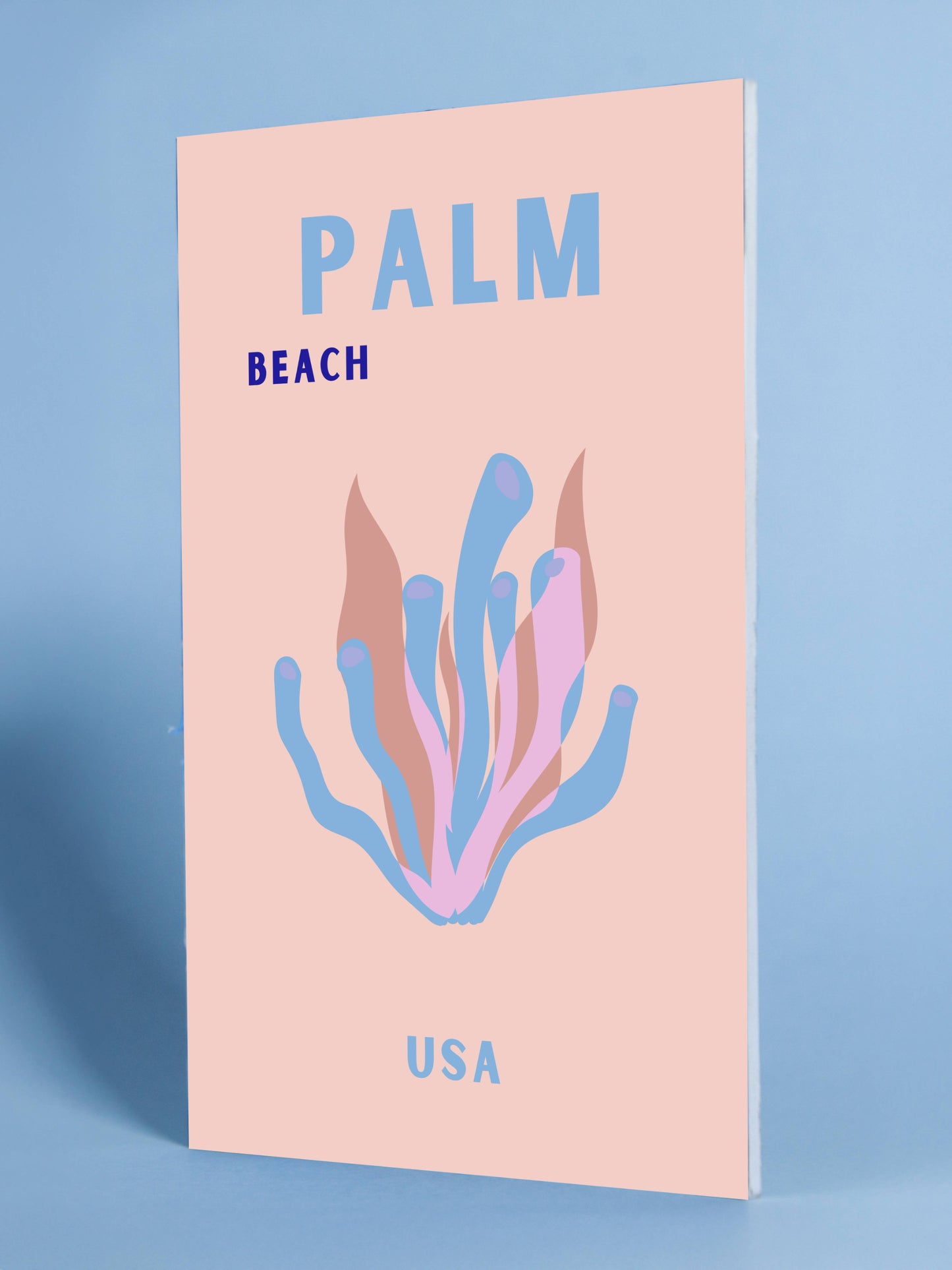 Palm Beach Poster - Abstract Blue & Pink Coral Art, USA