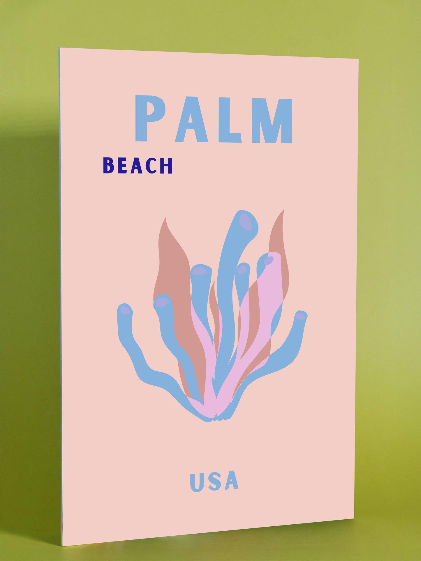 Palm Beach Poster - Abstract Blue & Pink Coral Art, USA