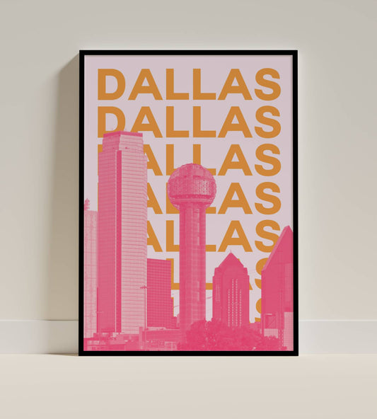 Dallas Texas Poster – Skyline Art Print, Modern Cityscape Wall Decor