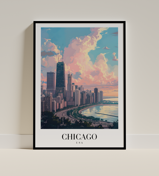Chicago Skyline Art Print – USA City Poster