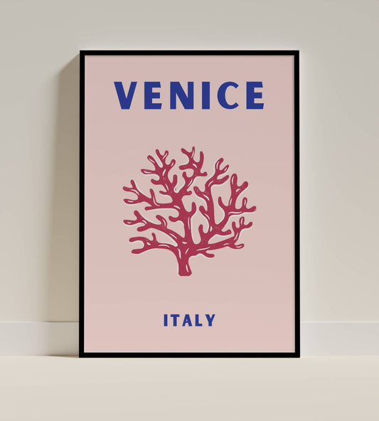 Venice Italy Poster – Artistic Coral Illustration