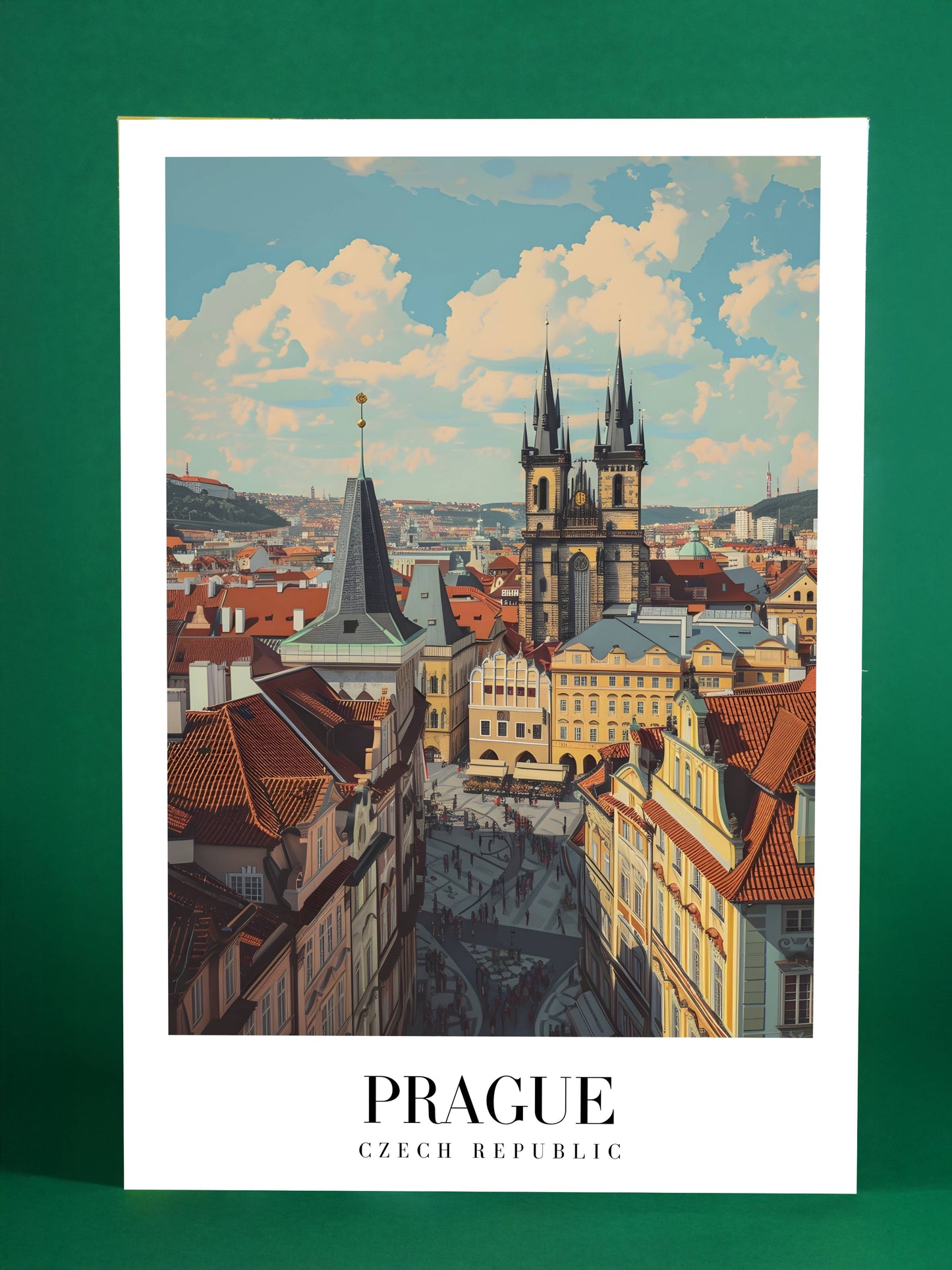 Prague Old Town Wall Art – Czech Republic Cityscape Poster