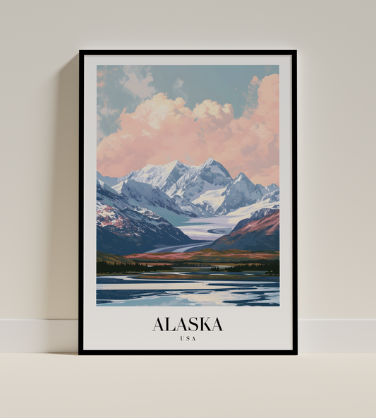 Alaska Landscape Wall Art – Majestic Mountains Nature Print